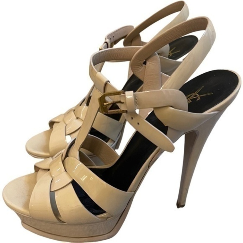 YSL TRIBUTE PLATFORM SANDALS IN PATENT LEATHER SIZE 39